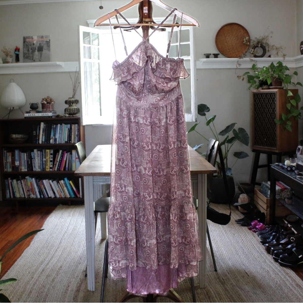 Vintage Guess Paisley Lavender Dress, Size XS